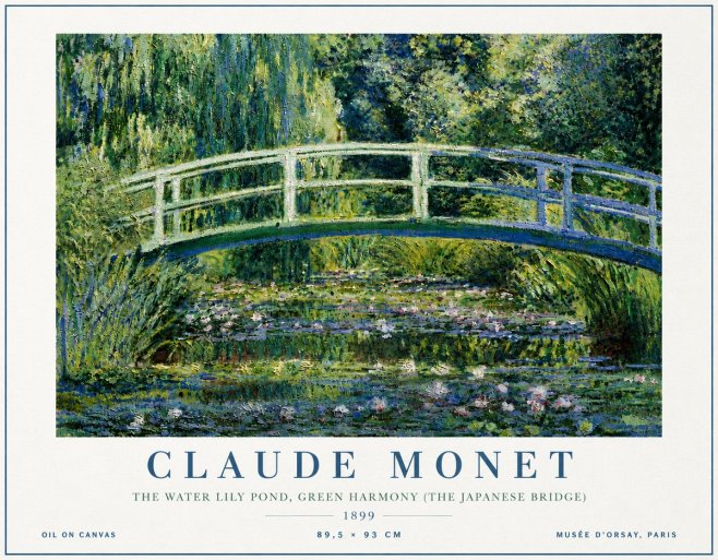Monet The Water Lily Pond, Green Harmony (the Japanese Bridge) No6 - Póster