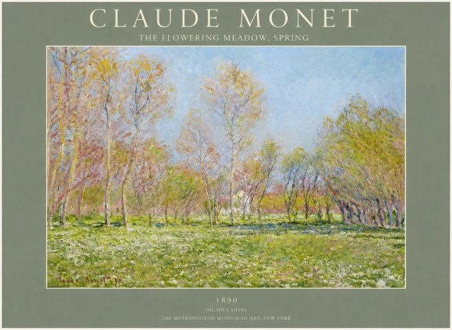 Monet The Flowering Meadow, Spring No2 - Póster