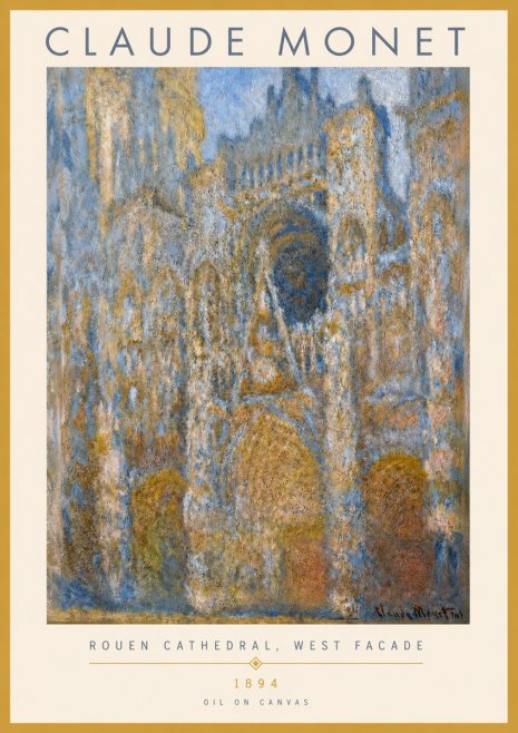 Monet Rouen Cathedral, West Facade No3 - Póster