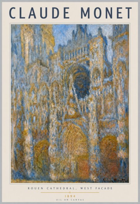 Monet Rouen Cathedral, West Facade No4 - Póster