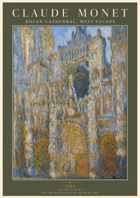 Monet Rouen Cathedral, West Facade No5 - Póster