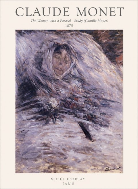 Monet The Woman with a Parasol - Study (Camille Monet) No1 - Póster