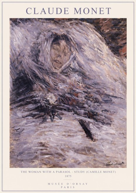 Monet The Woman with a Parasol - Study (Camille Monet) No3 - Póster
