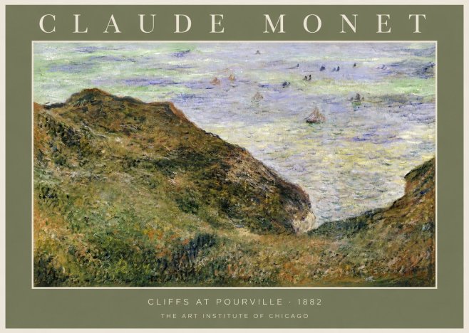 Monet Cliffs at Pourville II No2 - Póster