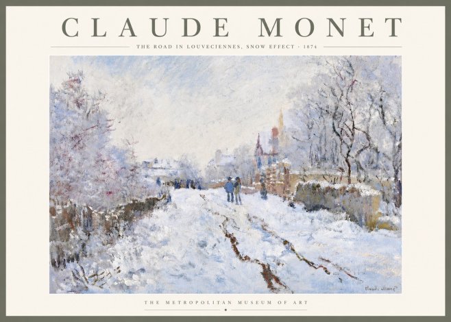Monet The Road in Louveciennes, Snow Effect No5 - Póster