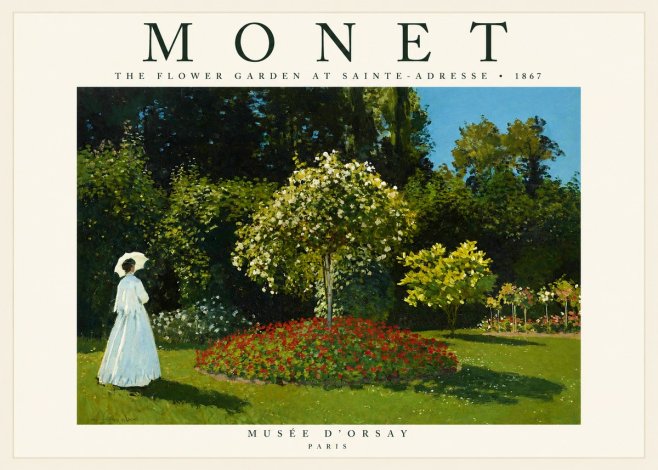 Monet The Flower Garden at Sainte-adresse No1 - Póster