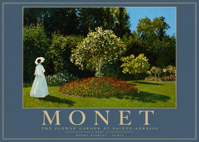 Monet The Flower Garden at Sainte-adresse No2 - Póster