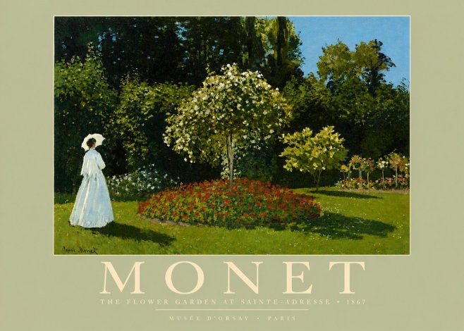 Monet The Flower Garden at Sainte-adresse No3 - Póster