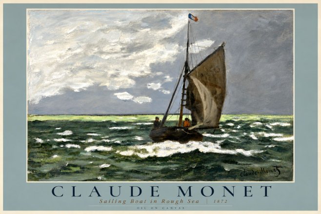 Monet Sailing Boat in Rough Sea No2 - Póster