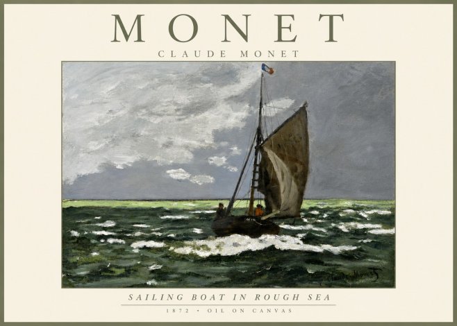 Monet Sailing Boat in Rough Sea No3 - Póster