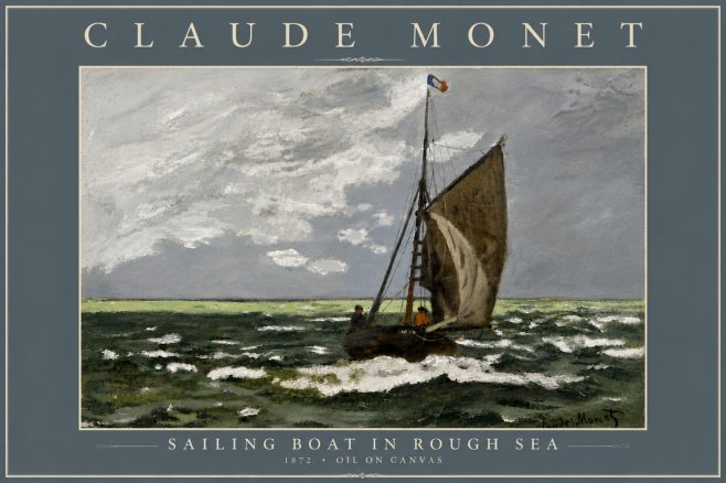 Monet Sailing Boat in Rough Sea No6 - Póster