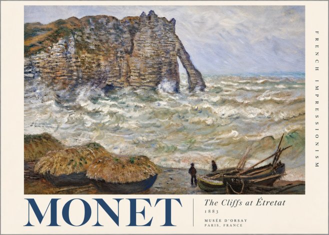 Monet The Cliffs at Etretat No4 - Póster