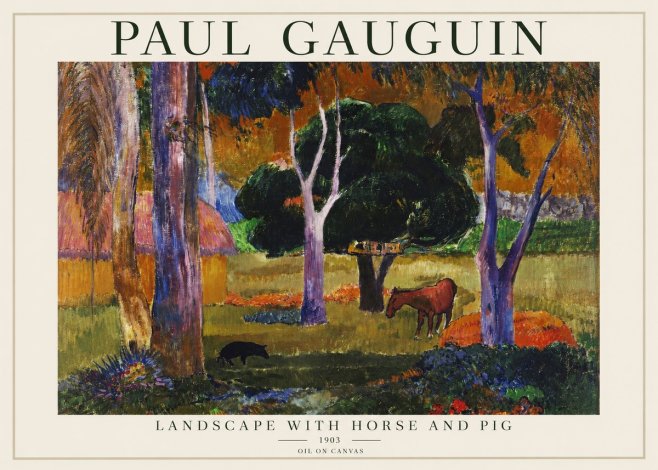 Paul Gauguin Landscape with Horse and Pig No1 - Póster