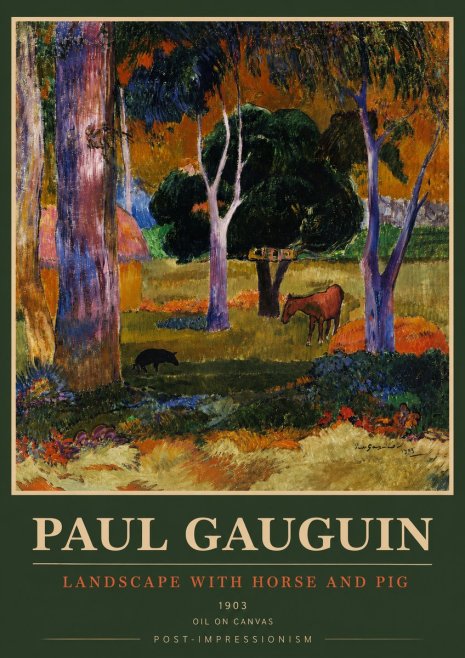 Paul Gauguin Landscape with Horse and Pig No3 - Póster