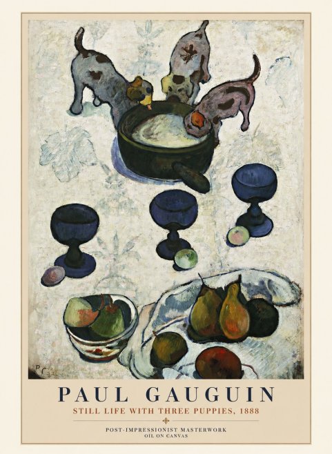 Paul Gauguin Still Life with Three Puppies, 1888 No1 - Póster