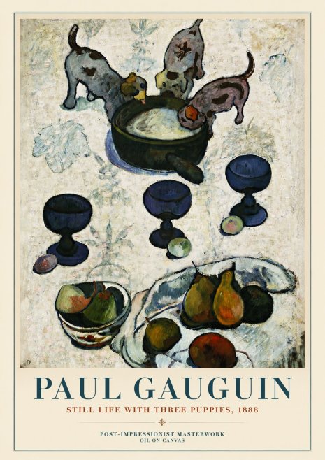 Paul Gauguin Still Life with Three Puppies, 1888 No3 - Póster