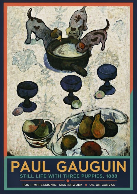 Paul Gauguin Still Life with Three Puppies, 1888 No4 - Póster