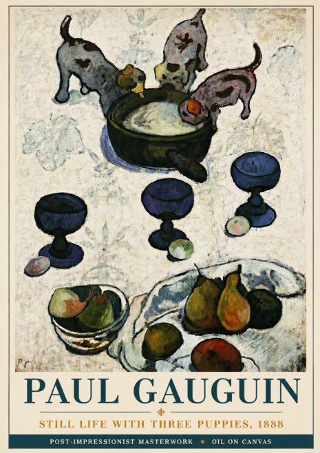 Paul Gauguin Still Life with Three Puppies, 1888 No5 - Póster