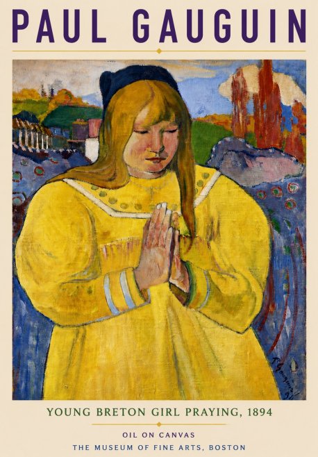 Paul Gauguin Young Breton Girl Praying, 1894 No4 - Póster
