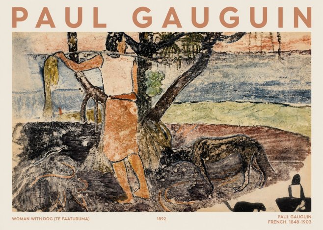 Paul Gauguin Woman with Dog (Te Faaturuma) No1 - Póster