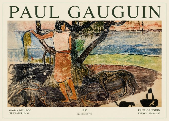 Paul Gauguin Woman with Dog (Te Faaturuma) No3 - Póster