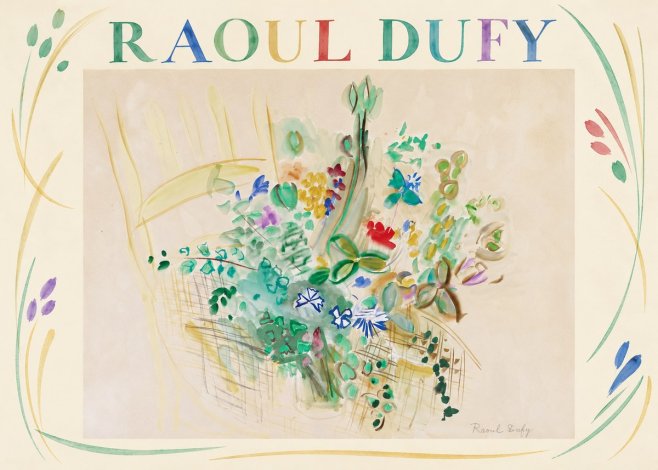 Raoul Dufy Bouquet in a Basket No2 - Póster
