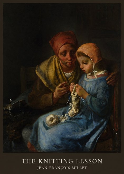 Jean-François Millet The Knitting Lesson I No5 - Póster