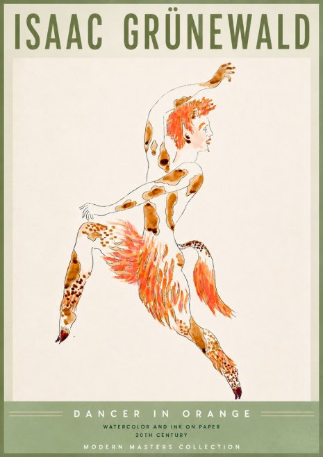 Isaac Grünewald Dancer in Orange No6 - Póster