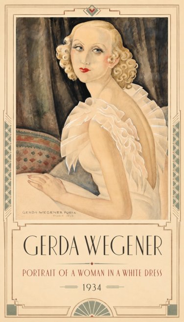 Gerda Wegener Portrait of a Woman in a White Dress No1 - Póster