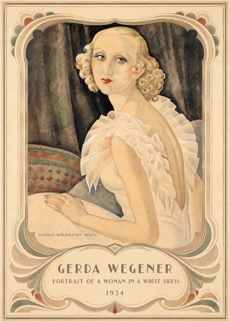 Gerda Wegener Portrait of a Woman in a White Dress No3 - Póster