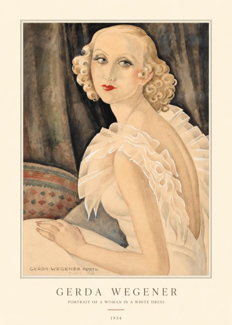 Gerda Wegener Portrait of a Woman in a White Dress No4 - Póster
