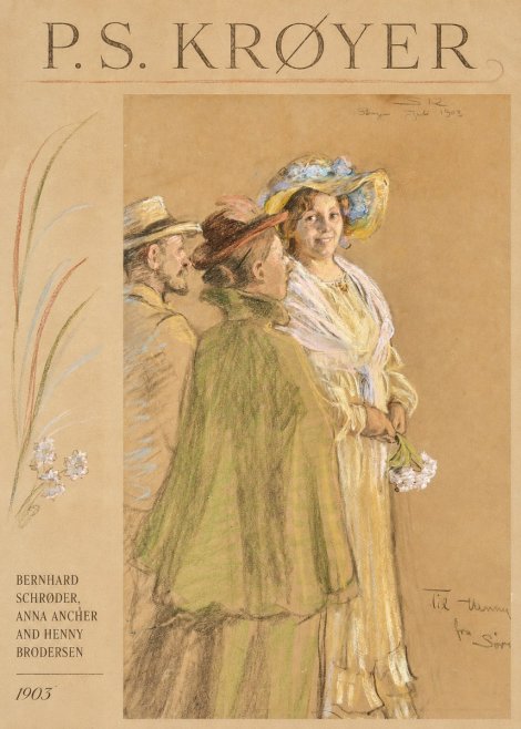 P.S. Krøyer Bernhard Schrøder, Anna Ancher and Henny Brodersen No3 - Póster