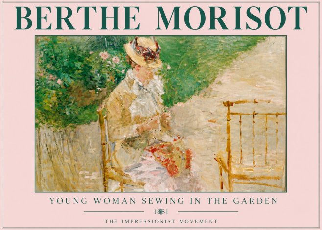 Berthe Morisot Young Woman Sewing in the Garden No5 - Póster