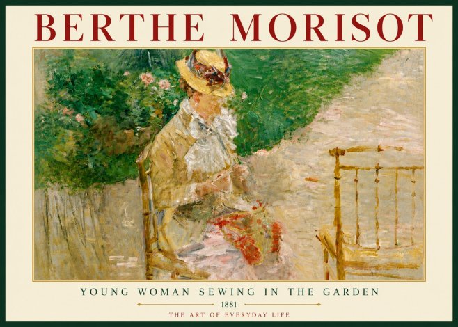 Berthe Morisot Young Woman Sewing in the Garden No6 - Póster