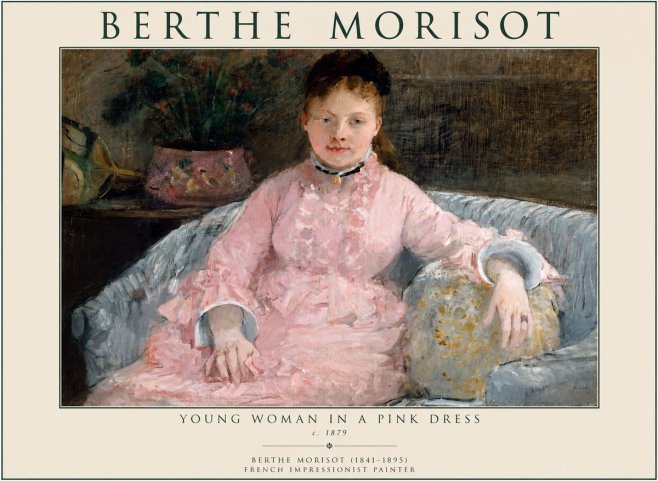 Berthe Morisot Young Woman in a Pink Dress I No1 - Póster