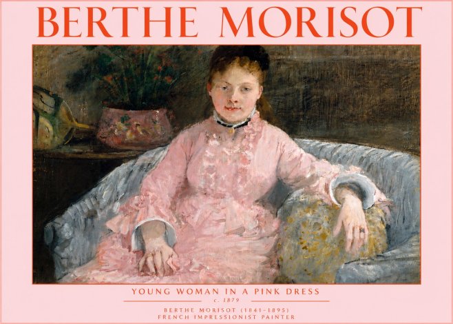Berthe Morisot Young Woman in a Pink Dress I No5 - Póster