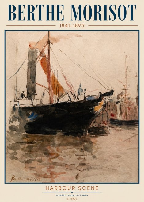 Berthe Morisot Harbour Scene No3 - Póster