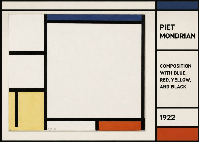 Piet Mondrian Composition with Blue, Red, Yellow, and Black No2 - Póster