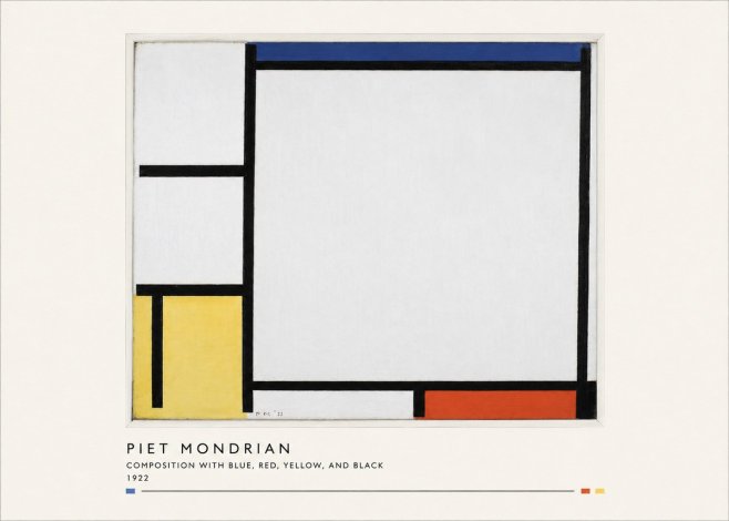 Piet Mondrian Composition with Blue, Red, Yellow, and Black No4 - Póster
