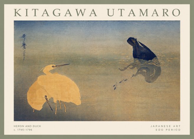 Kitagawa Utamaro Heron and Duck No4 - Póster
