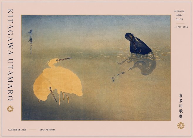 Kitagawa Utamaro Heron and Duck No5 - Póster