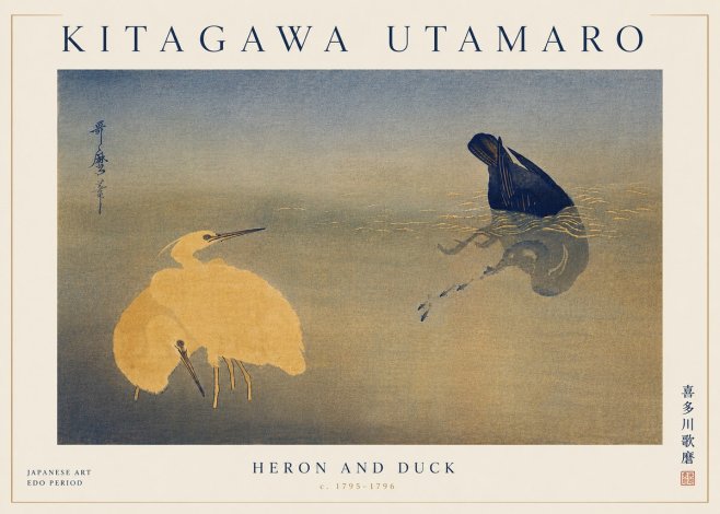 Kitagawa Utamaro Heron and Duck No6 - Póster