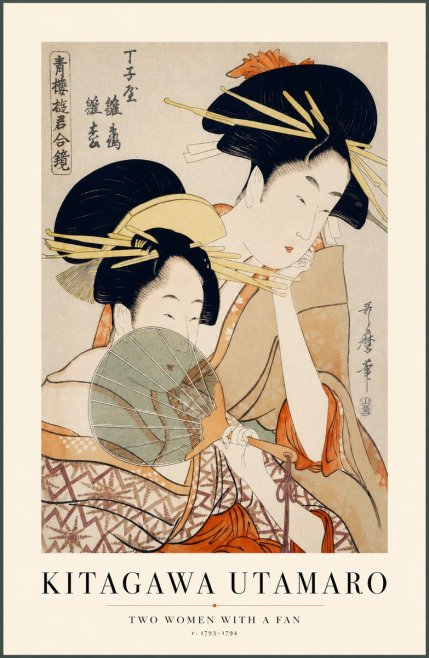 Kitagawa Utamaro Two Women with a Fan No1 - Póster