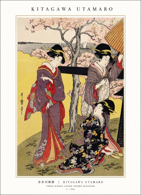 Kitagawa Utamaro Three Women Under Cherry Blossoms No1 - Póster