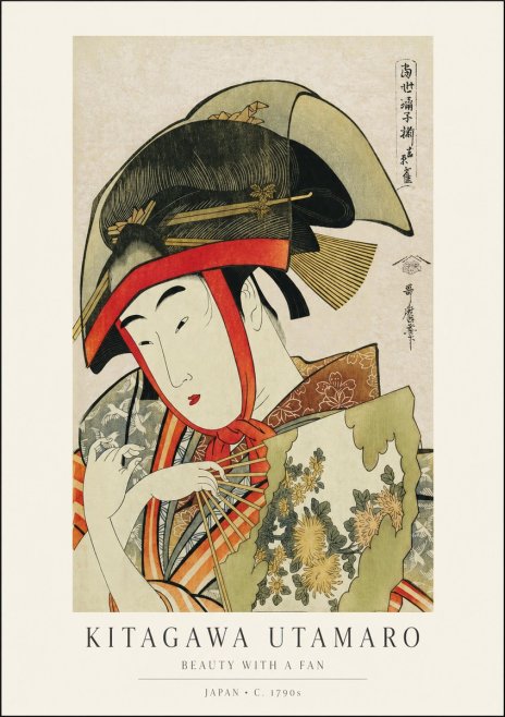 Kitagawa Utamaro Beauty with a Fan I No1 - Póster