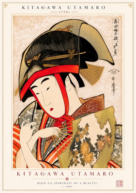 Kitagawa Utamaro Beauty with a Fan I No2 - Póster