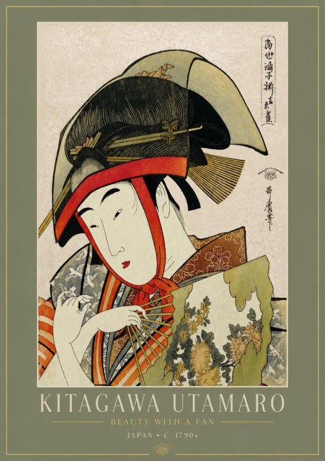 Kitagawa Utamaro Beauty with a Fan I No5 - Póster