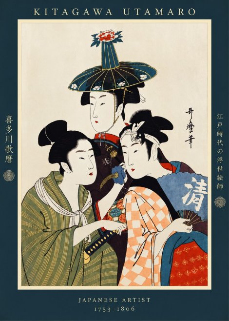 Kitagawa Utamaro Three Beauties No2 - Póster