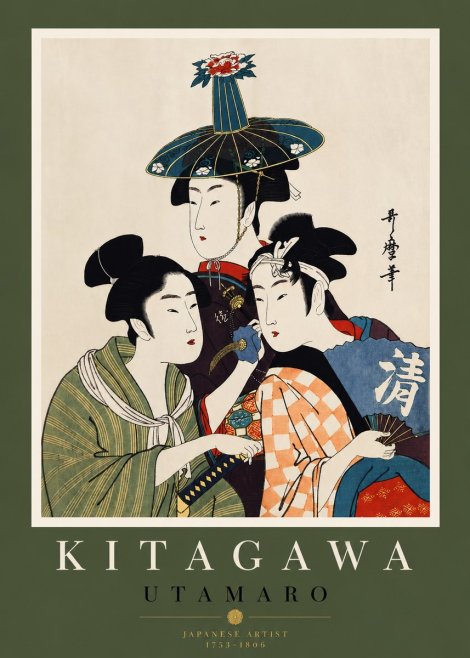 Kitagawa Utamaro Three Beauties No4 - Póster
