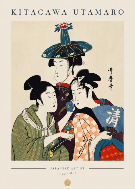 Kitagawa Utamaro Three Beauties No6 - Póster